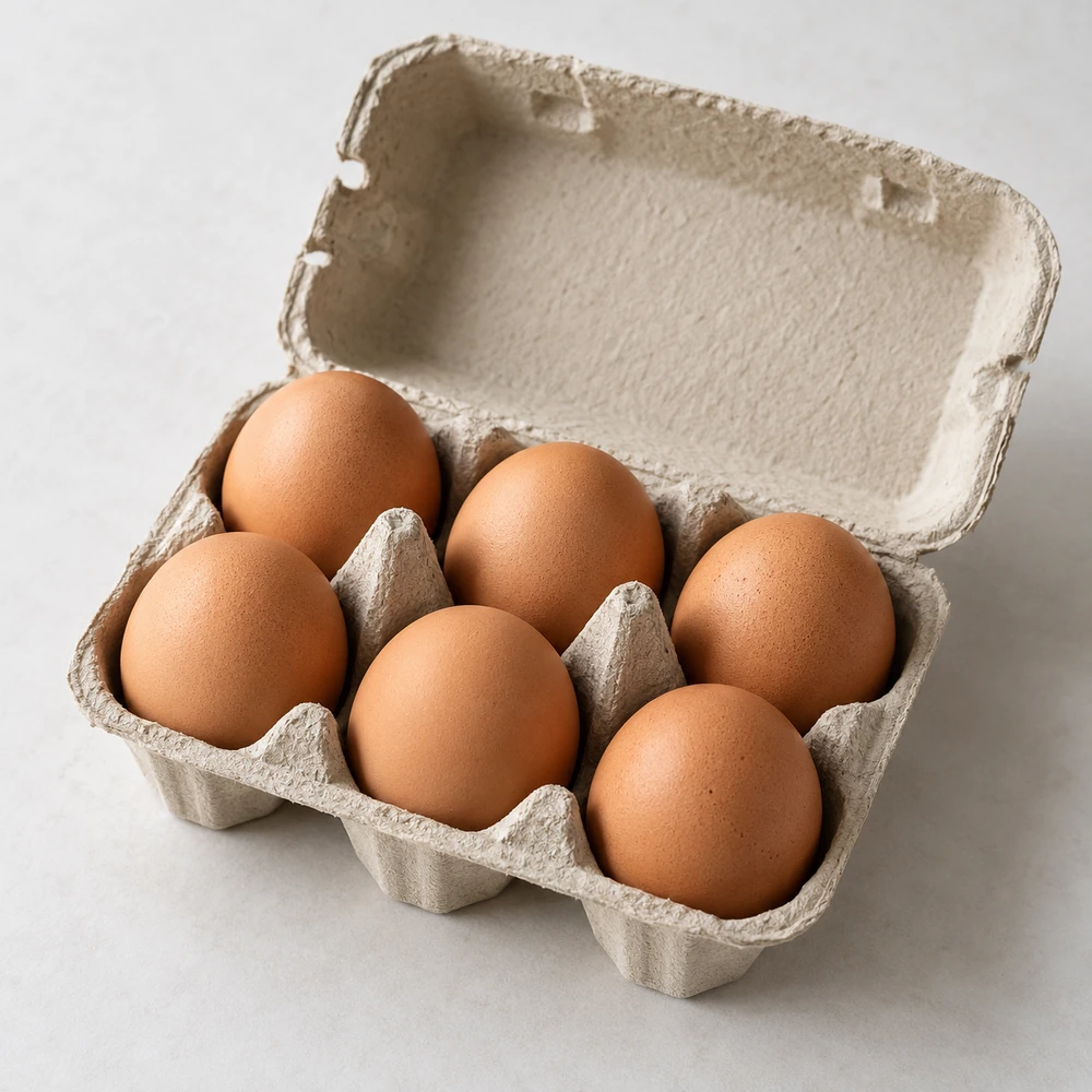 Six medium hen eggs